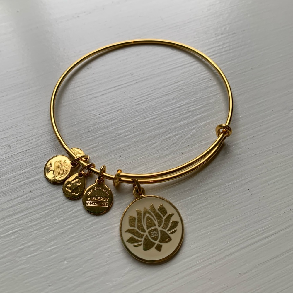 Alex and Ani Lotus Blossom Charm Bangle gold